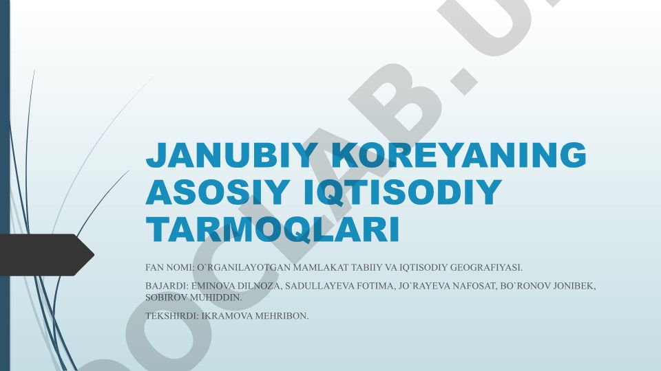 Janubiy Koreyaning asosiy iqtisodiy tarmoqlari