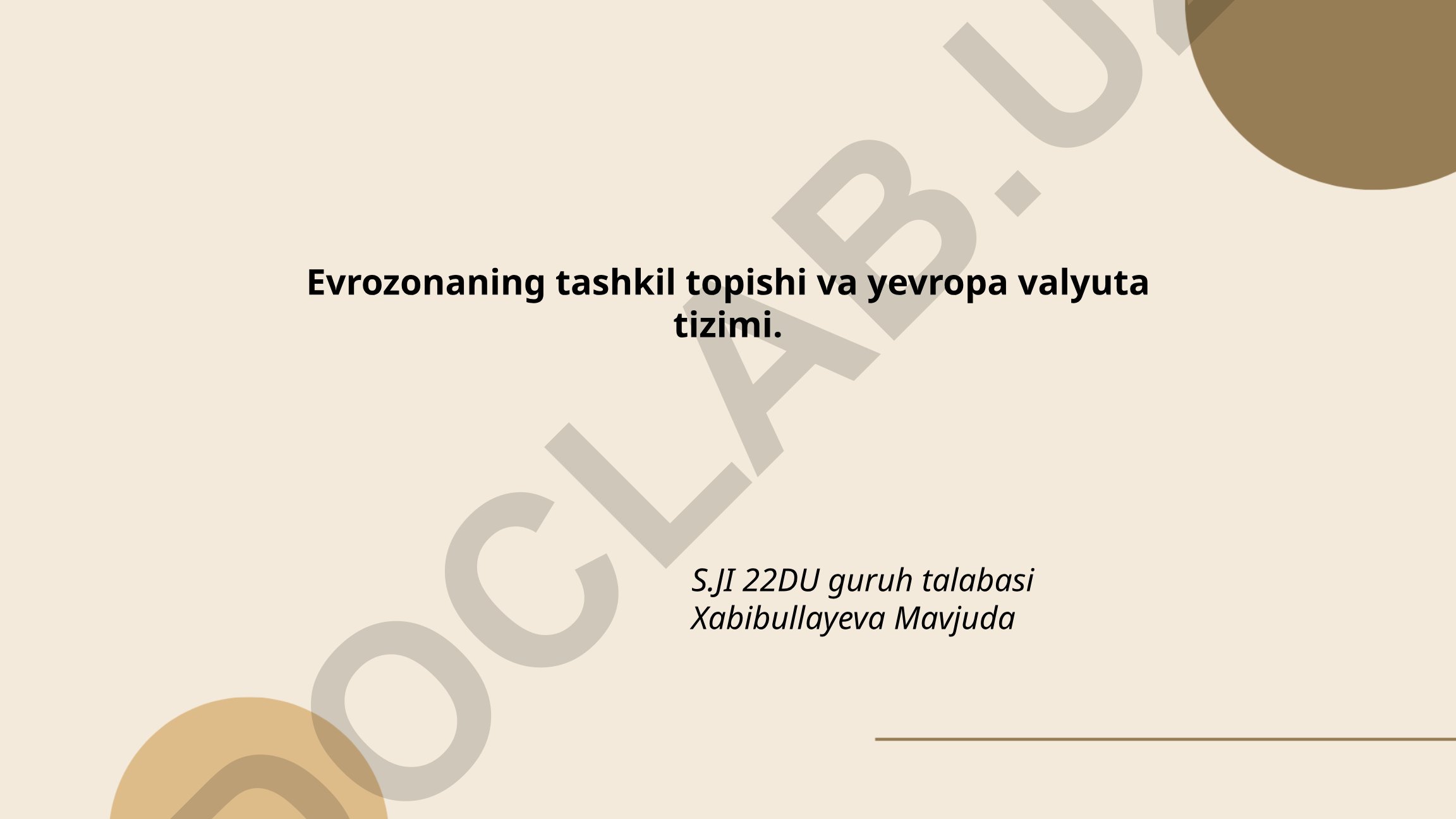 Evrozonaning tashkil topishi va yevropa valyuta tizimi