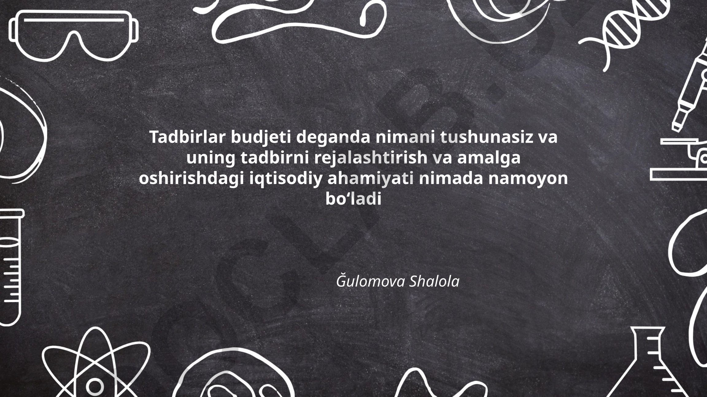 Tadbirlar budjeti tushunchasi va iqtisodiy ahamiyati