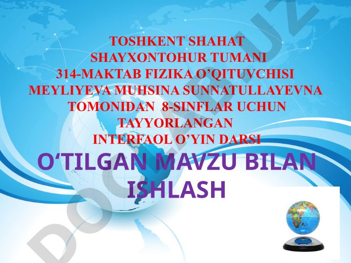 Fizika fanidan interfaol o'yin darsi