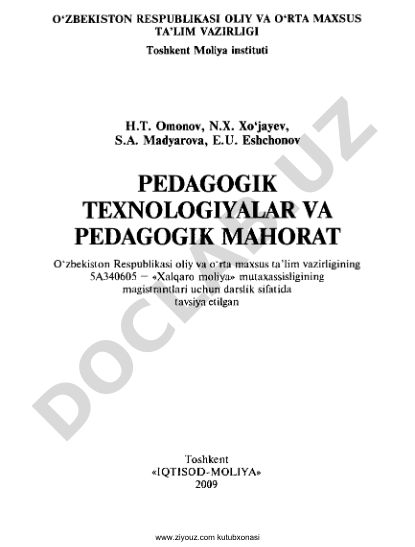 Pedagogik texnologiyalar va pedagogik mahorat