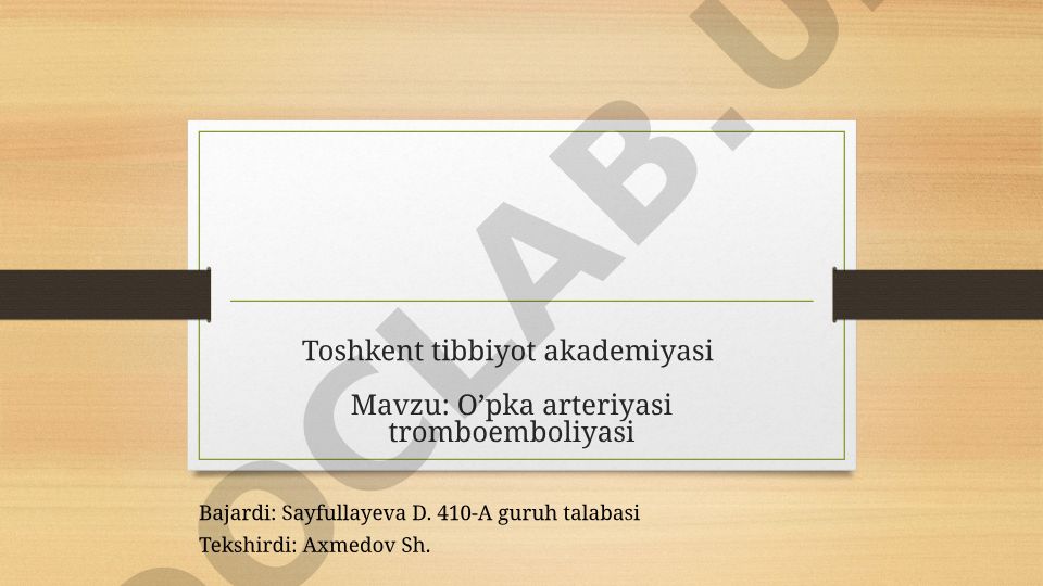 O’pka arteriyasi tromboemboliyasi