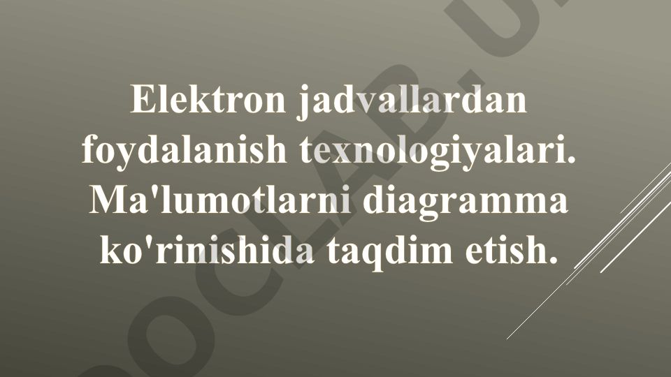 Elektron jadvallar va diagrammalar yordamida ma'lumotlarni taqdim etish