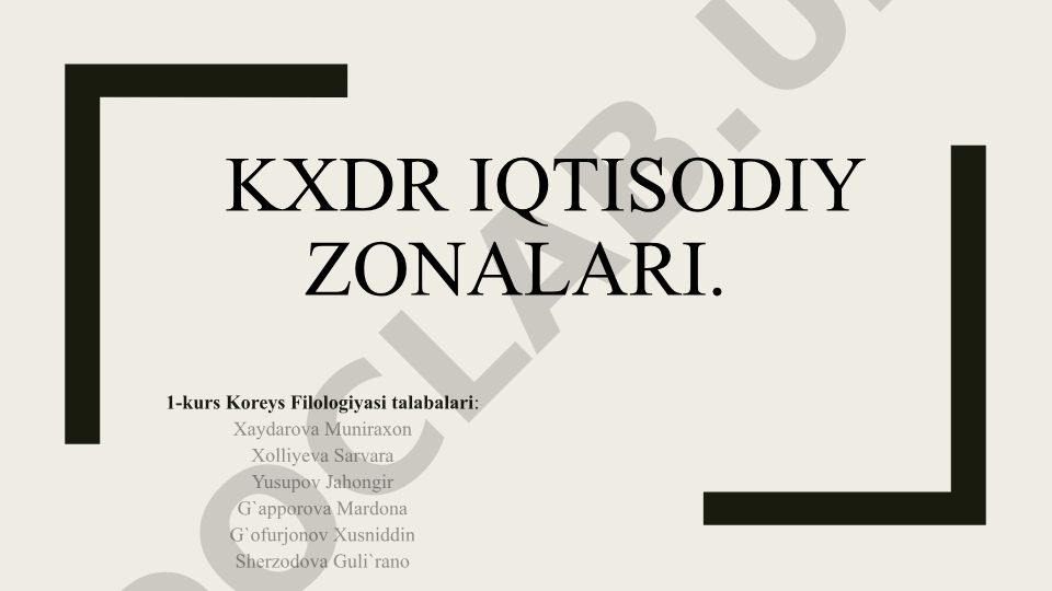 KXDR iqtisodiy zonalari va asosiy sanoat tarmoqlari