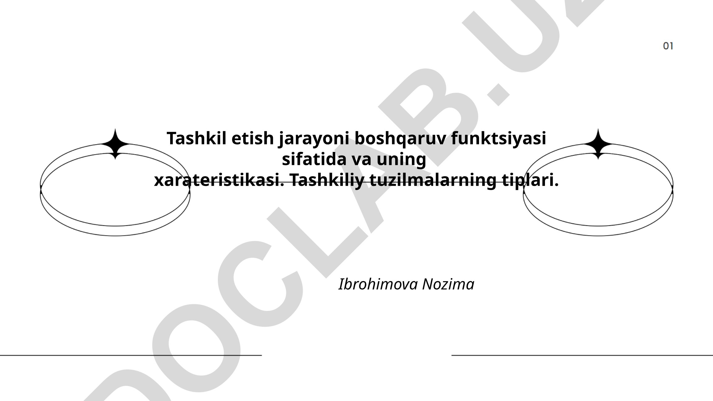 Tashkil etish jarayoni boshqaruv funktsiyasi sifatida va tashkiliy tuzilmalar tiplari