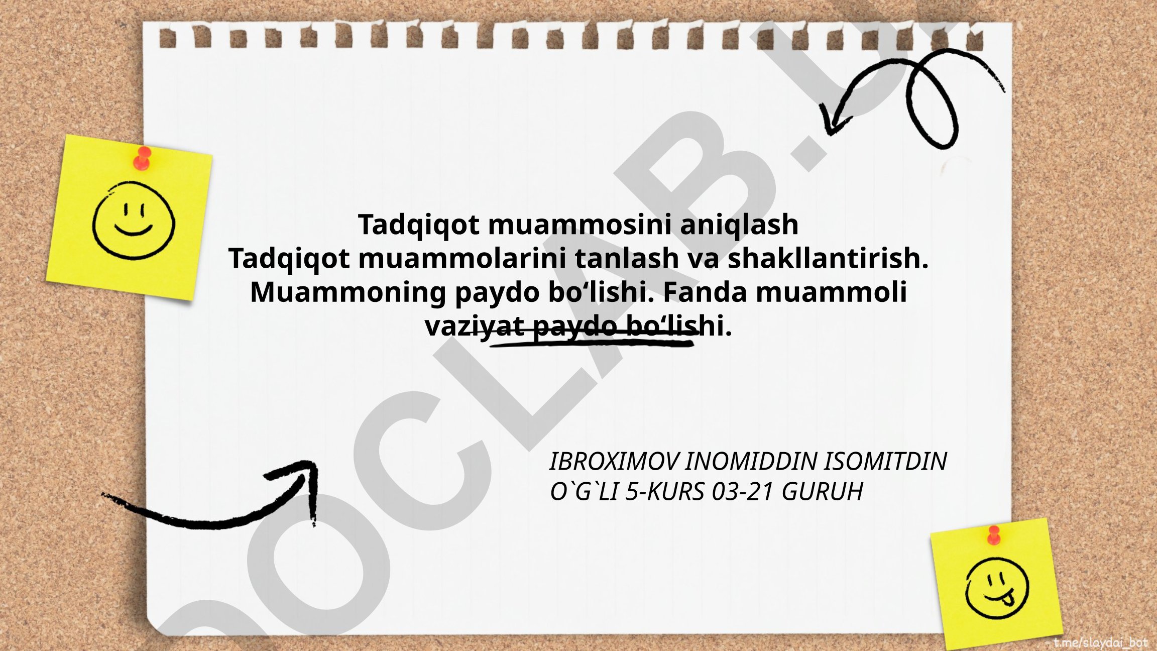 Tadqiqot muammolarini aniqlash va shakllantirish