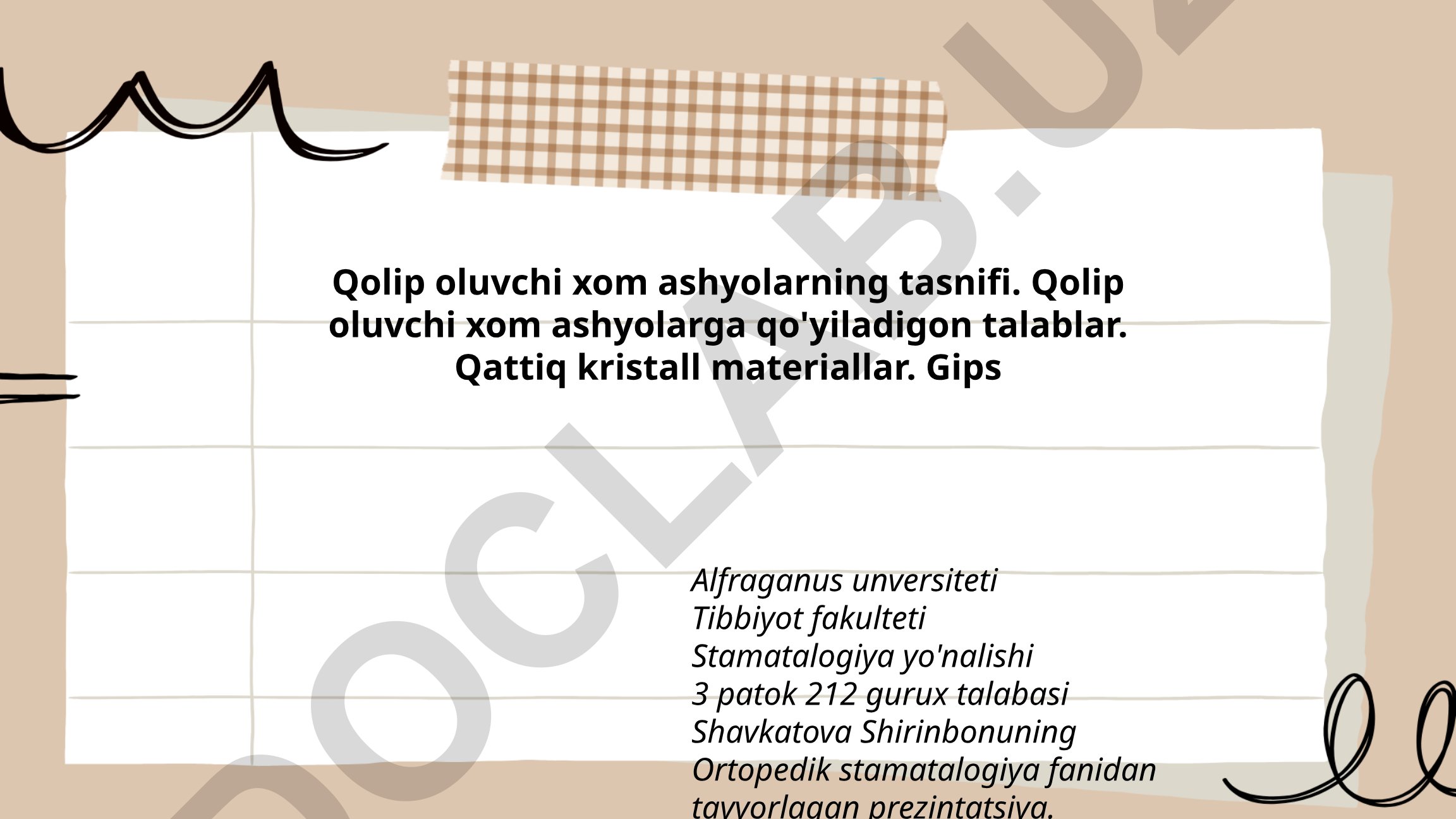 Qolip oluvchi xom ashyolarning tasnifi va talablari