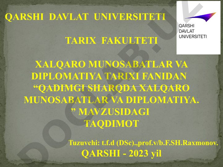 Qadimgi Sharqda xalqaro munosabatlar va diplomatiya
