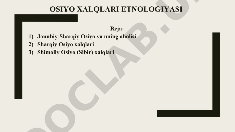 Osiyo xalqlari etnologiyasi
