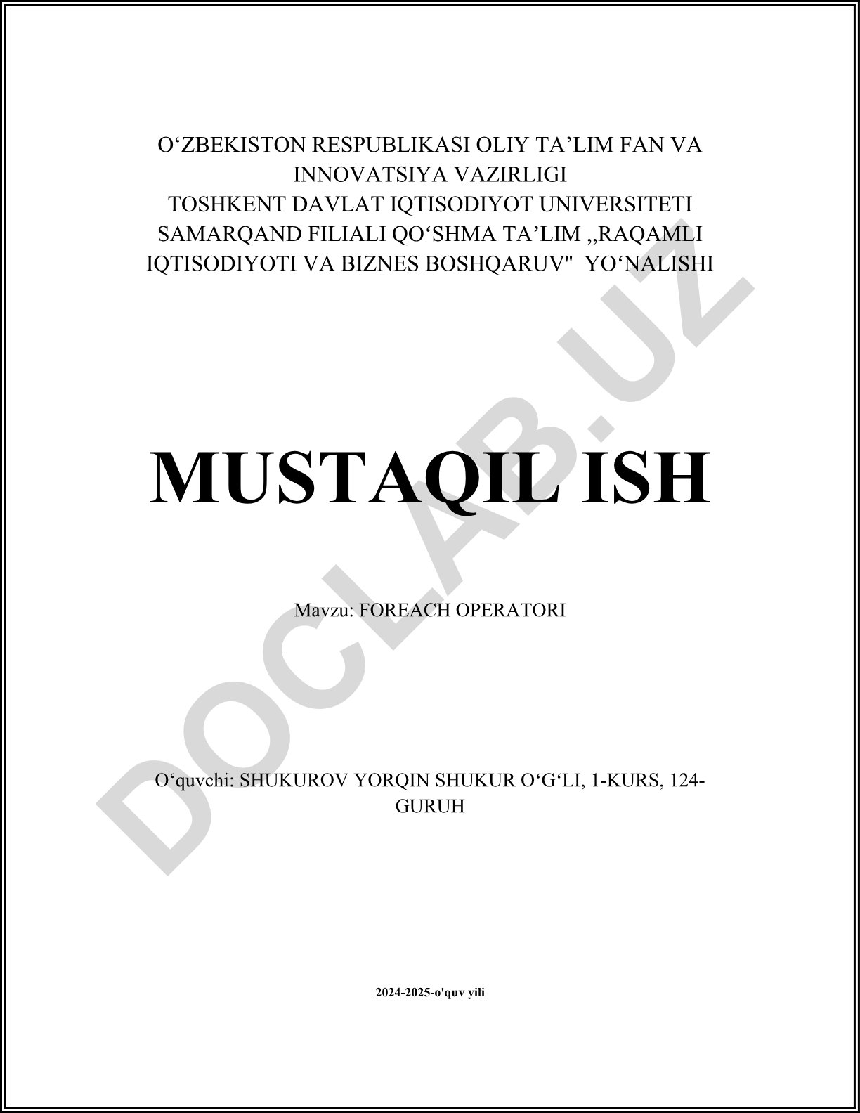 FOREACH OPERATORI