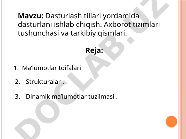 Dasturlash tillari yordamida dasturlarni ishlab chiqish va axborot tizimlari