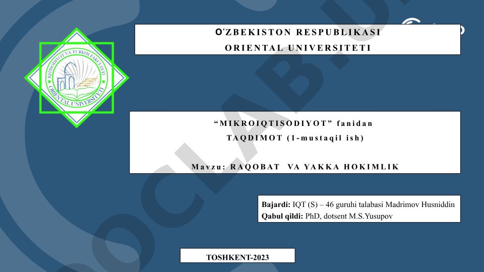 Raqobat va yakka hokimlik