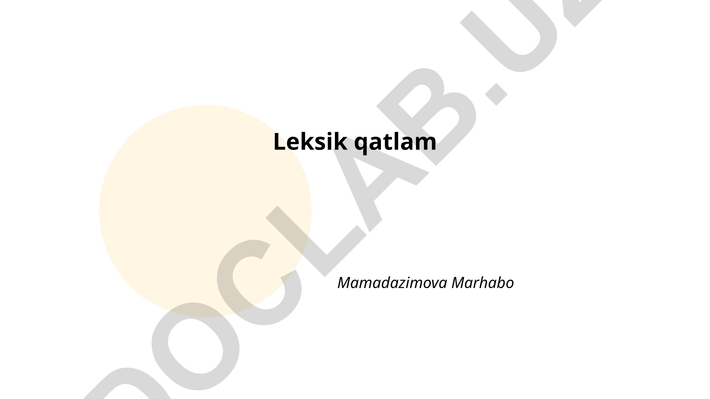 Leksik qatlamning tarkibi va leksik birliklar