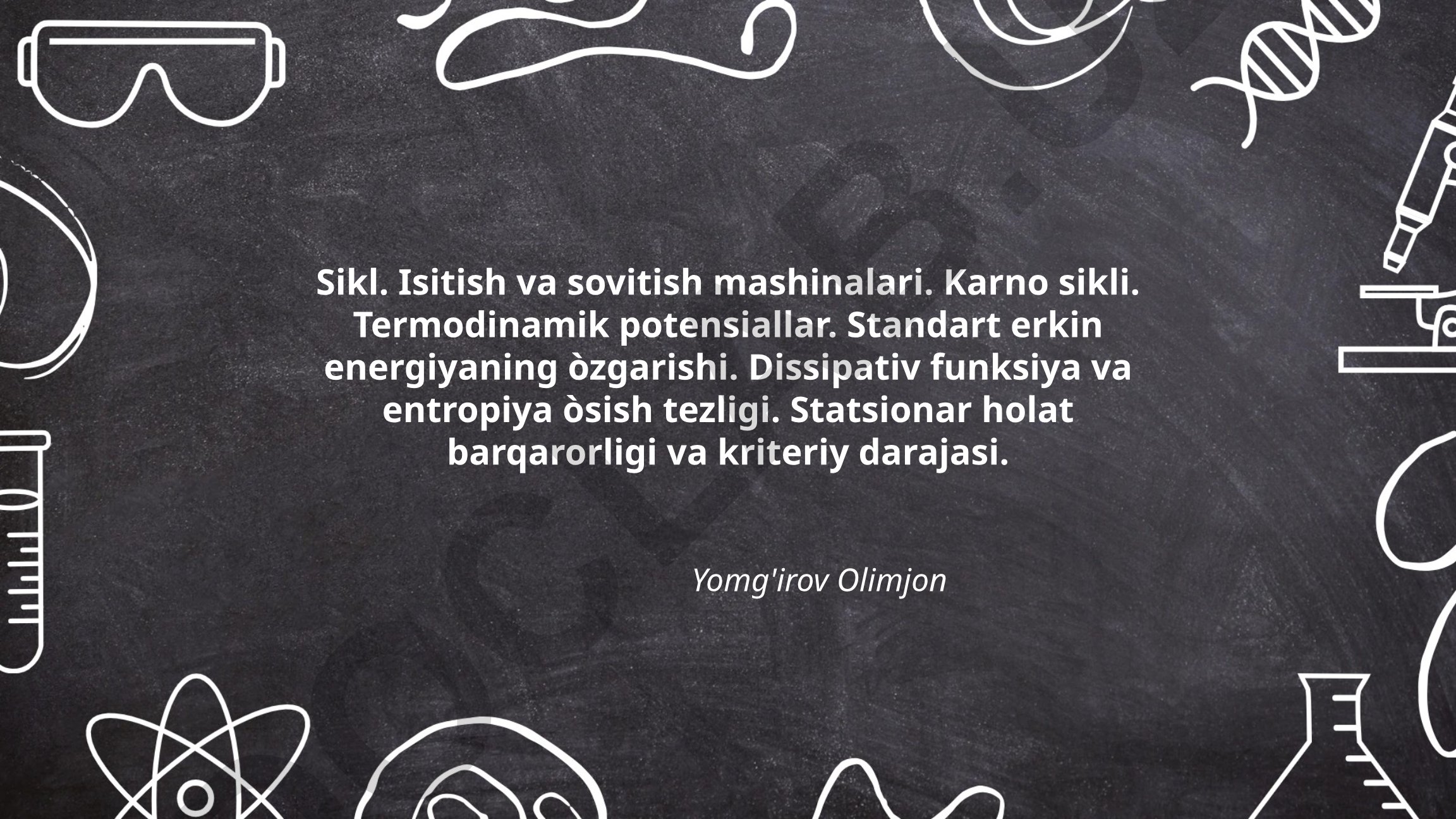 Sikl termodinamikasi va Karno sikli