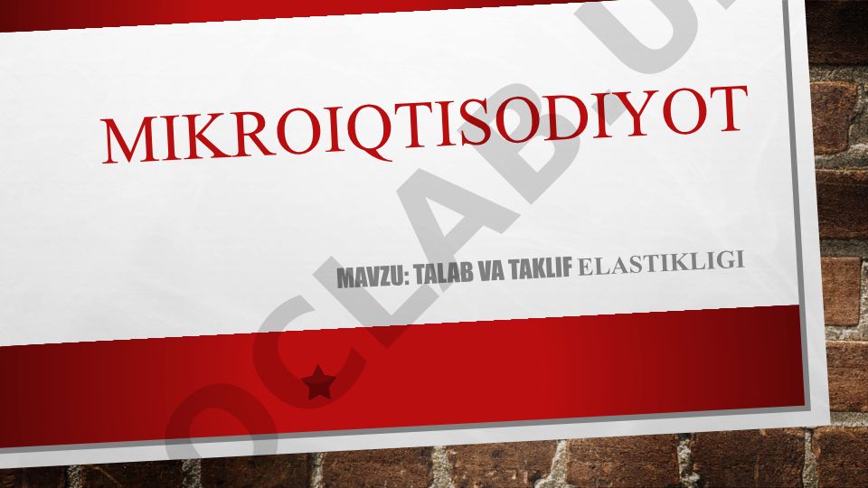 TALAB VA TAKLIF ELАSТIKLIGI