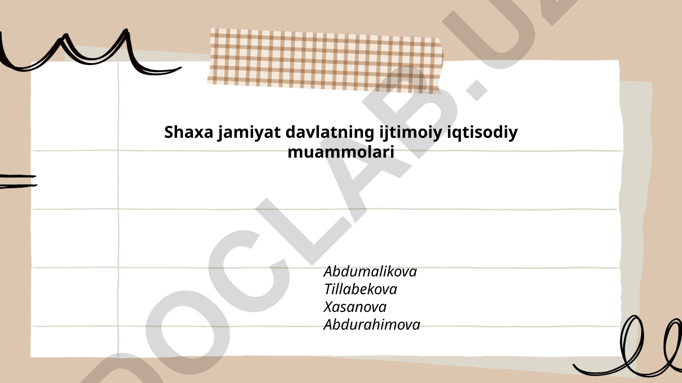Shaxs, jamiyat va davlatning ijtimoiy-iqtisodiy muammolari