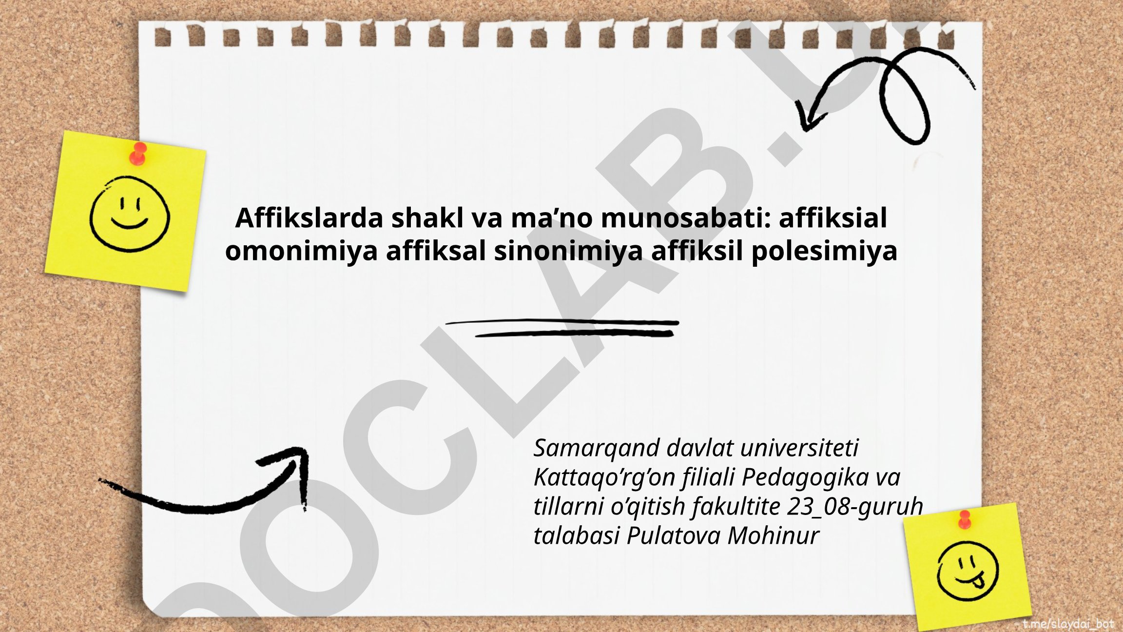 Affikslarda shakl va ma’no munosabati