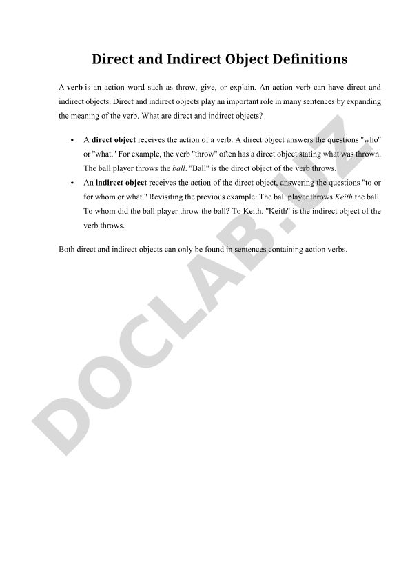 Direct and Indirect Objects in English Grammar