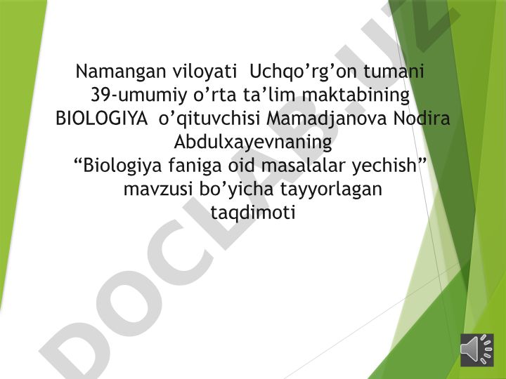 Biologiya faniga oid masalalar yechish