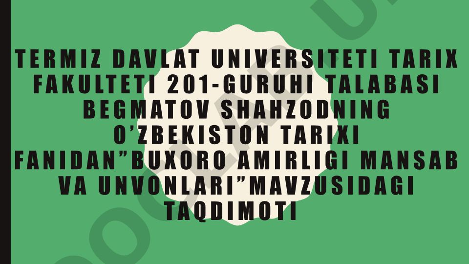 Buxoro amirligi mansab va unvonlari