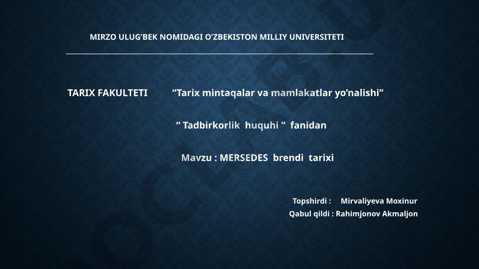 MERSEDES brendi tarixi