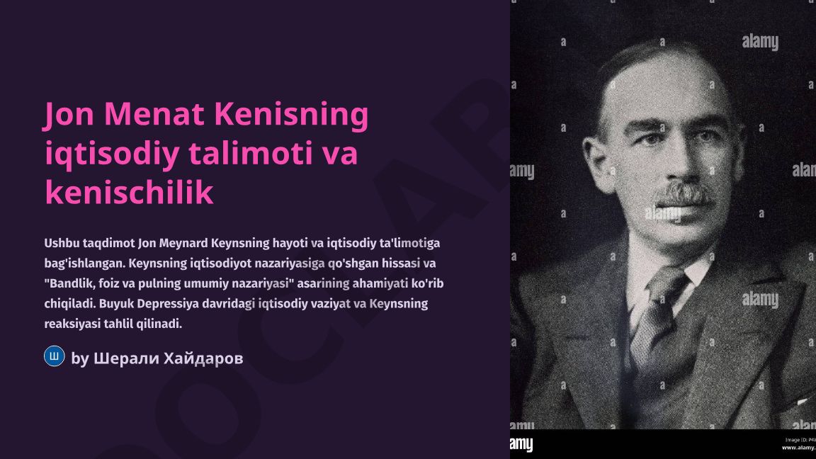 Jon Meynard Keynsning hayoti va iqtisodiy ta'limoti