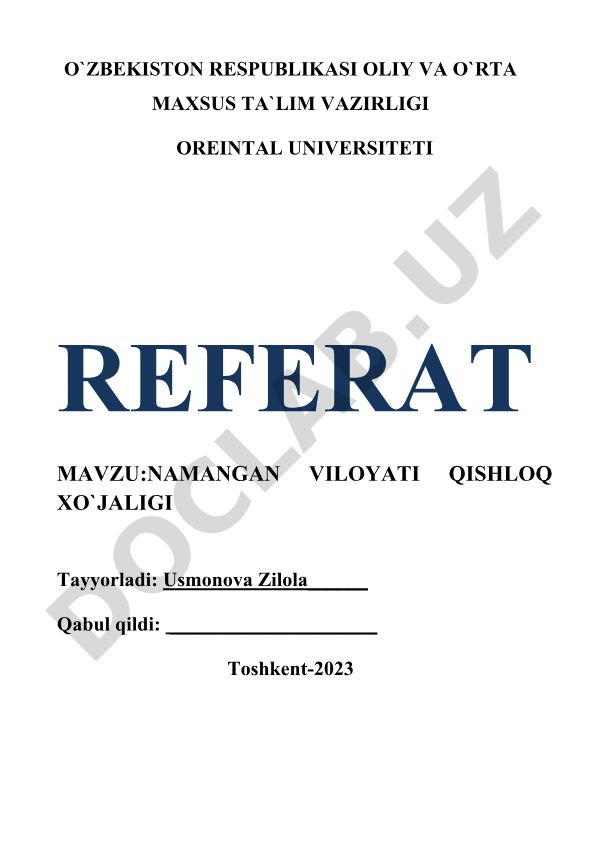 Namangan viloyati qishloq xo'jaligi