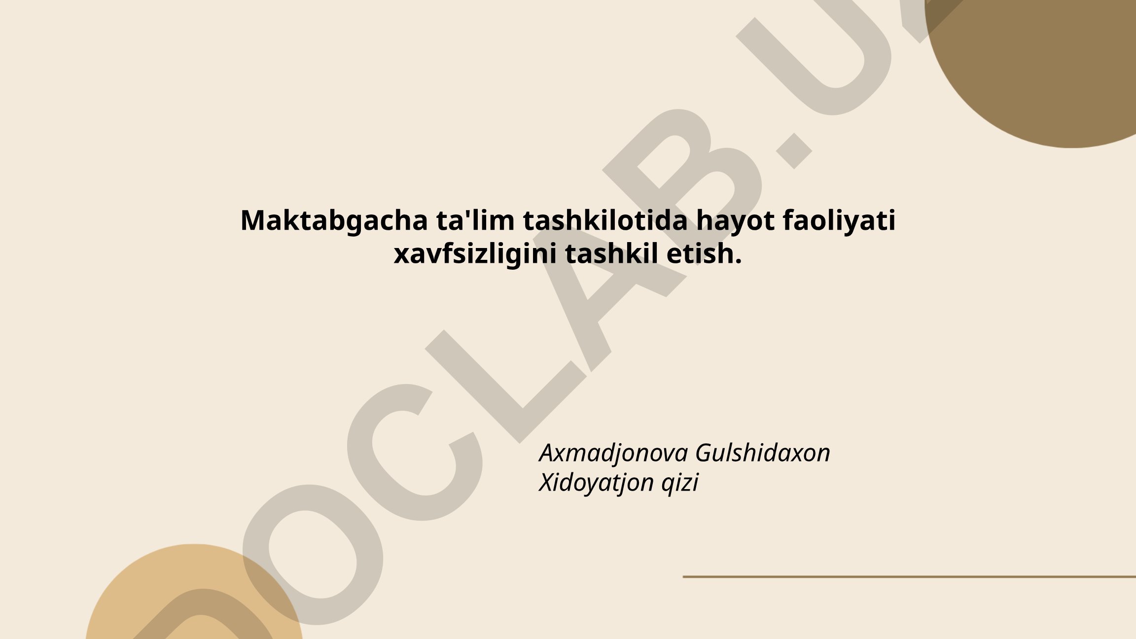 Maktabgacha ta'lim tashkilotida hayot faoliyati xavfsizligini tashkil etish