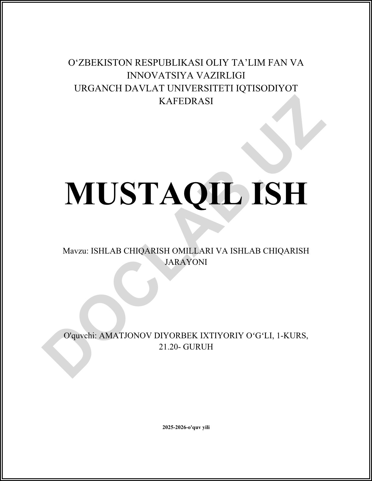 Ishlab chiqarish omillari va ishlab chiqarish jarayoni