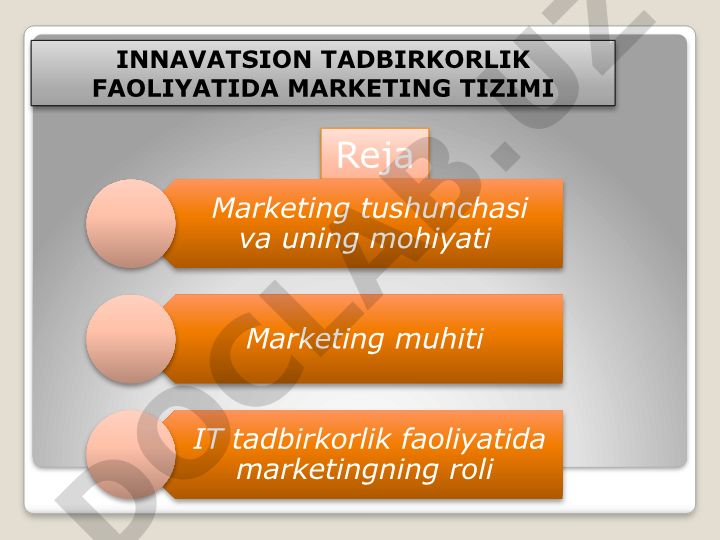 Innovatsion tadbirkorlik faoliyatida marketing tizimi
