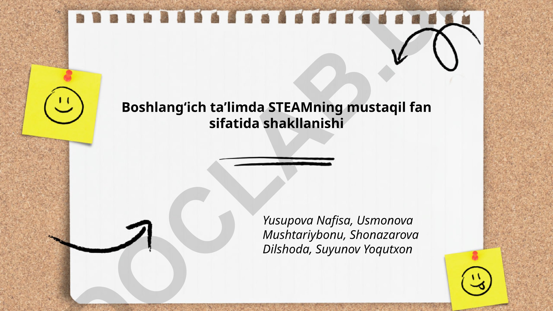 Boshlangʻich taʼlimda STEAMning mustaqil fan sifatida shakllanishi