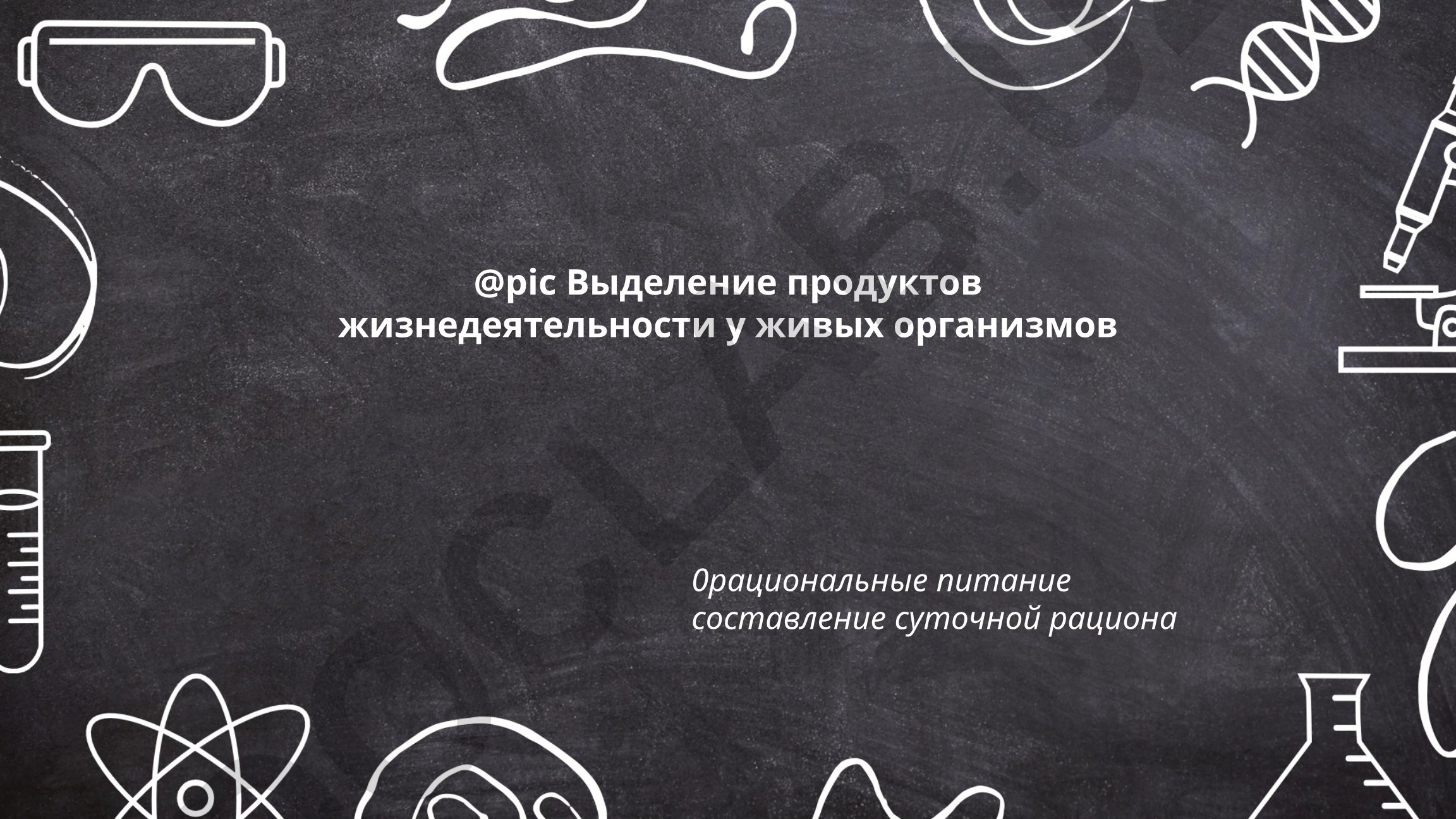 Выделение продуктов жизнедеятельности у живых организмов и рациональное питание
