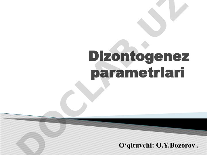 Dizontogenez parametrlari va nuqsonning murakkab tuzilishi nazariyasi