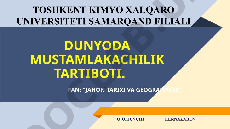 Dunyoda mustamlakachilik tartiboti