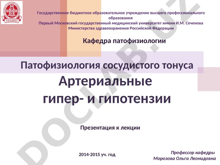 Патофизиология сосудистого тонуса: артериальные гипер- и гипотензии