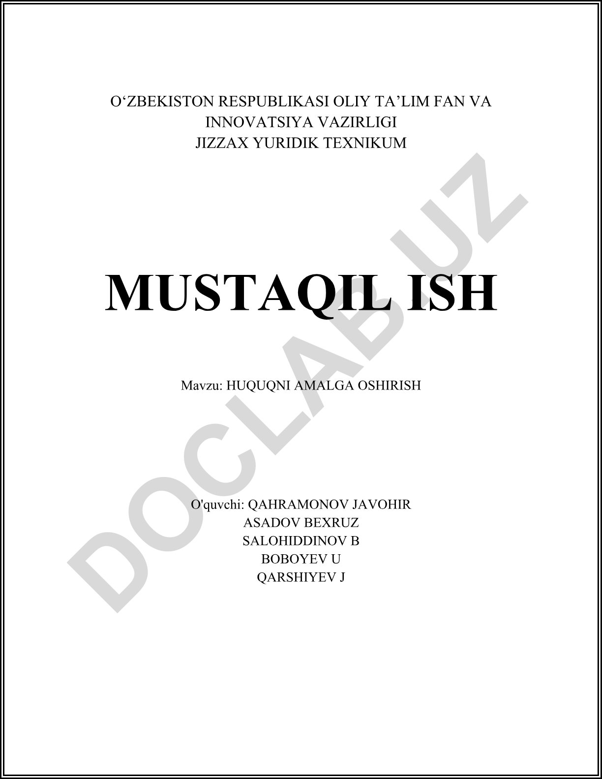 Huquqni amalga oshirish
