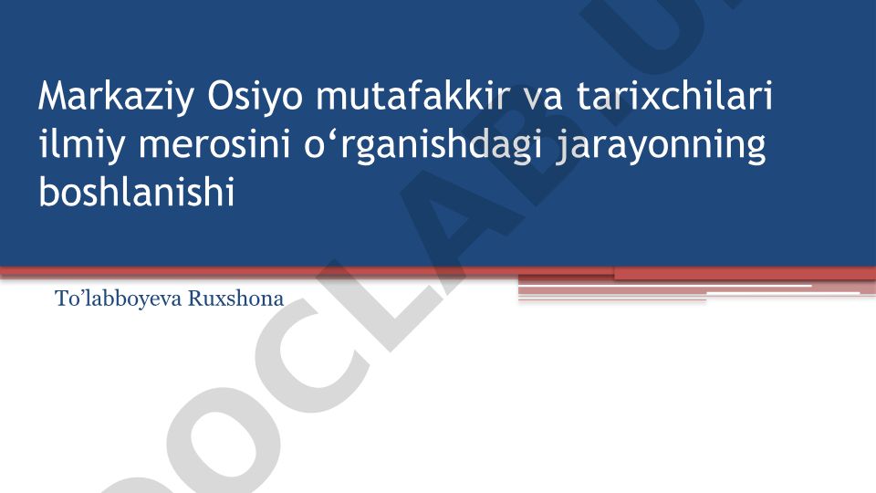 Markaziy Osiyo mutafakkirlari ilmiy merosini o'rganish