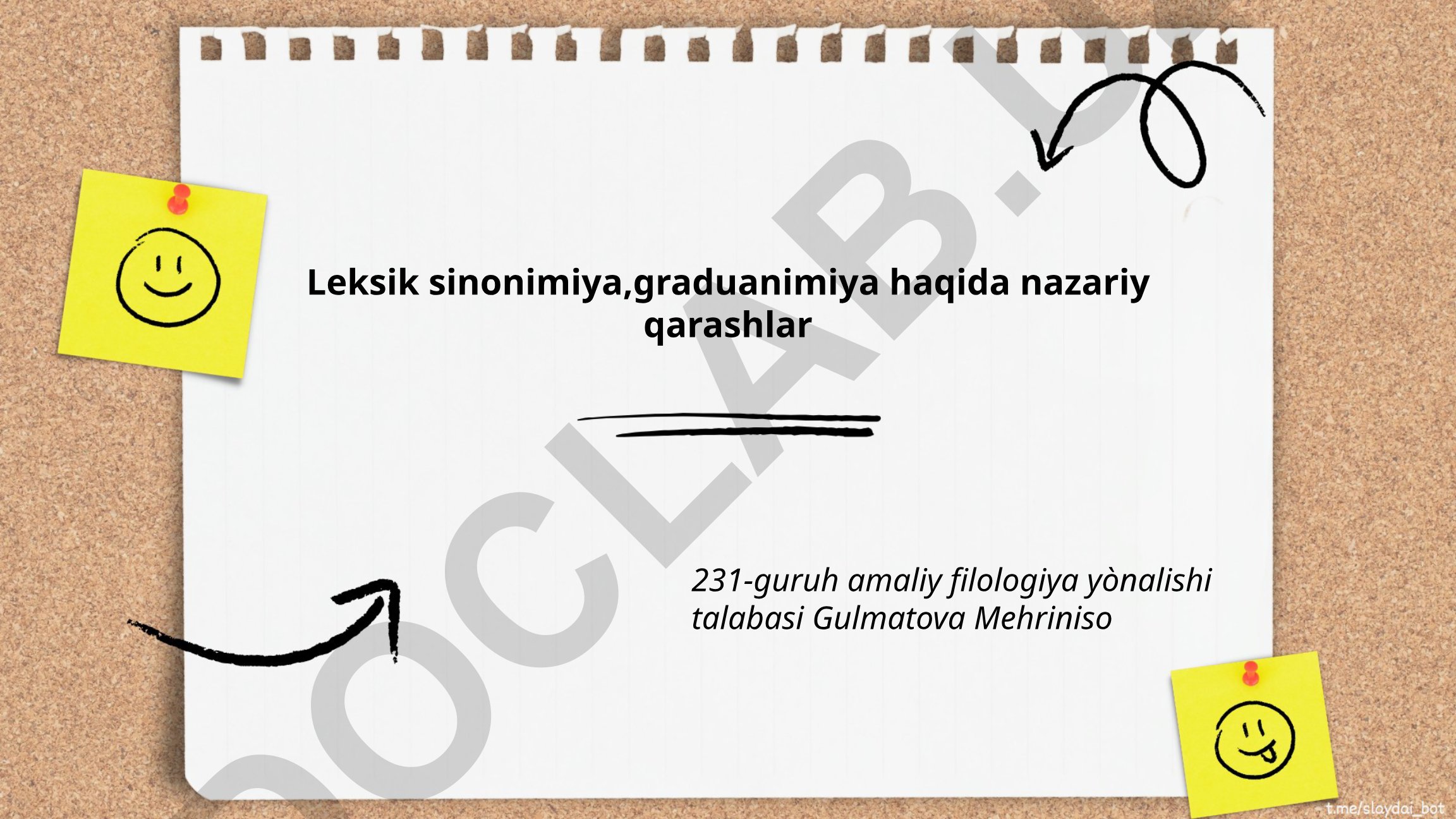 Leksik sinonimiya va graduanimiya haqida nazariy qarashlar