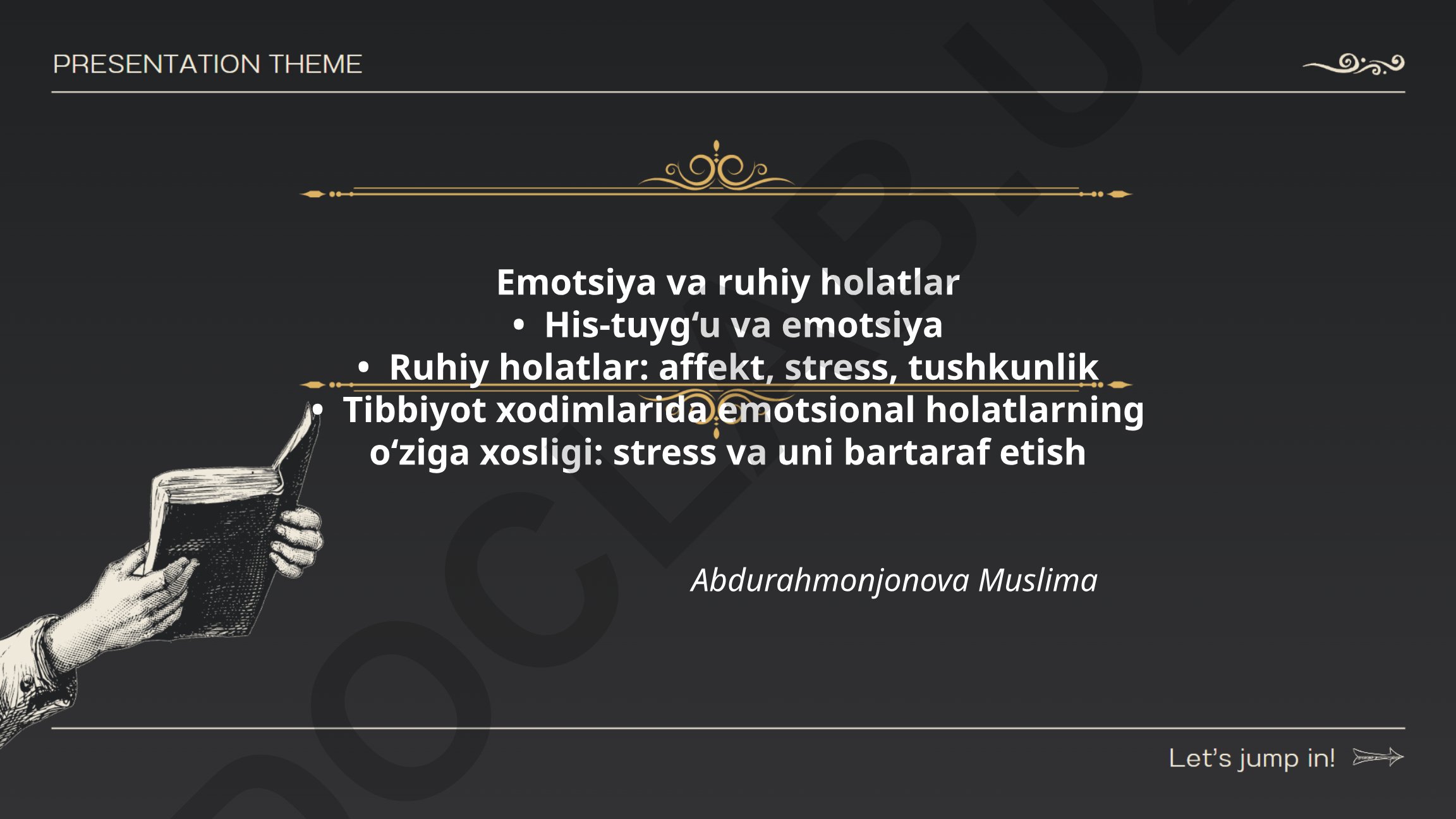 Emotsiya va ruhiy holatlar: his-tuyg'u, affekt, stress, tushkunlik