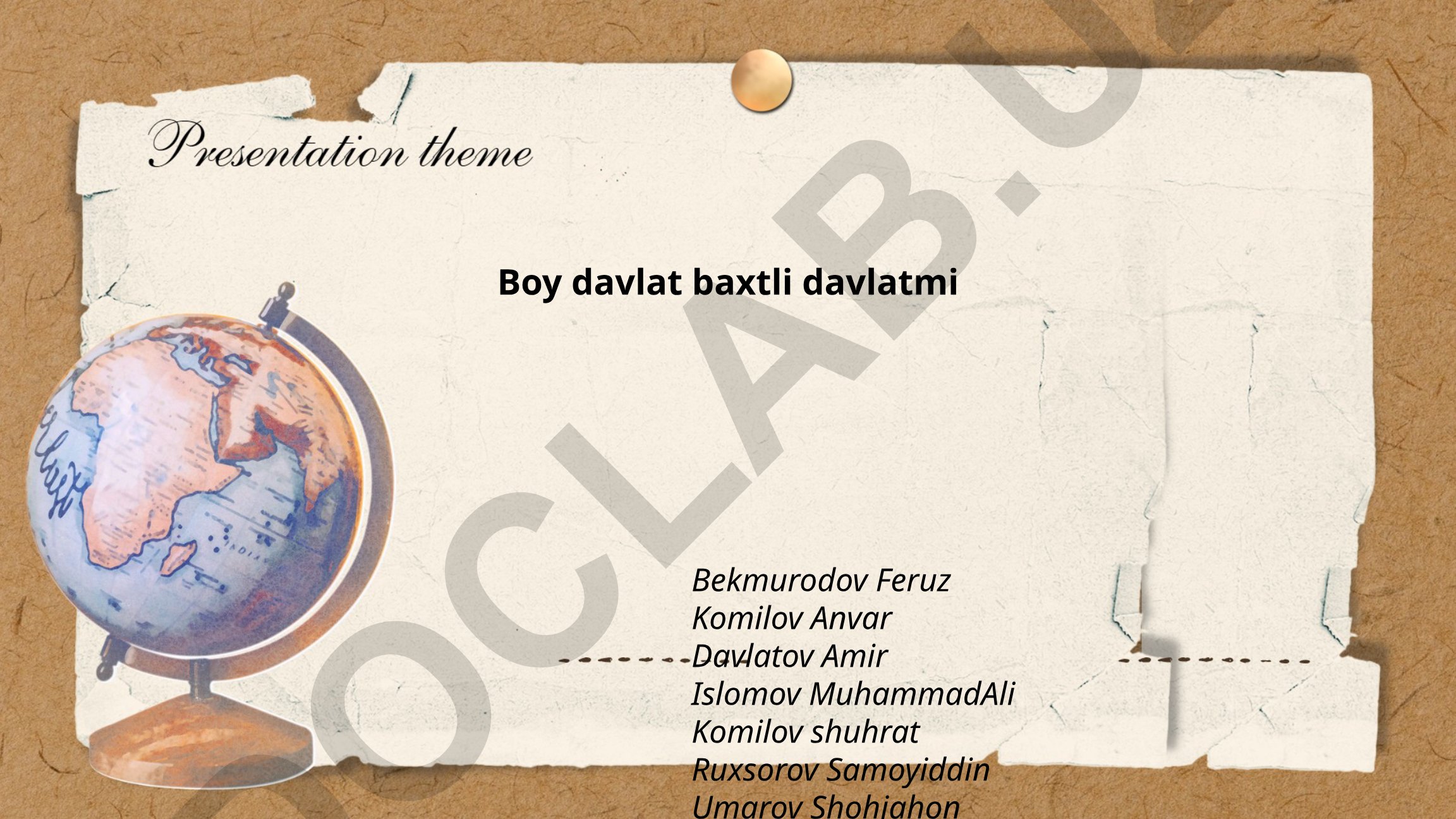 Boy davlat baxtli davlatmi: iqtisodiy boylik va subyektiv baxt munosabati