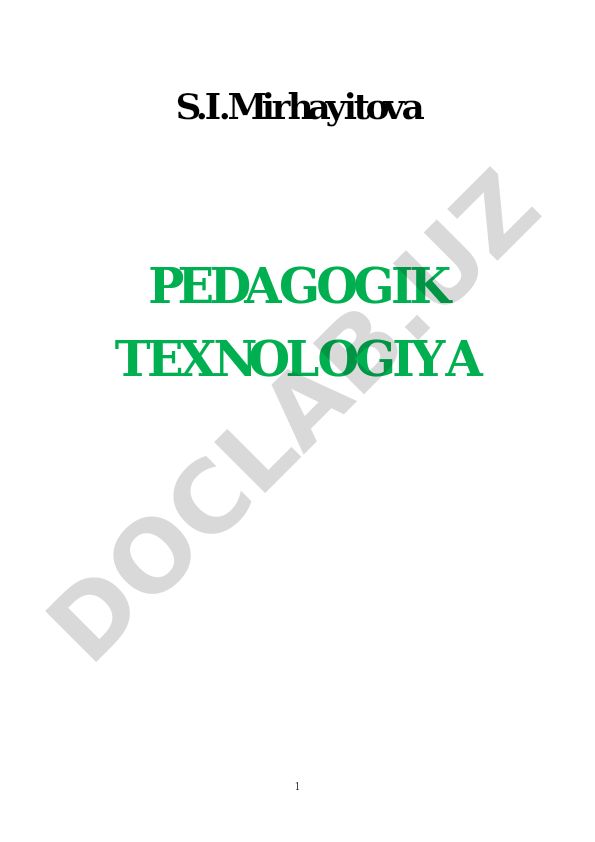 Pedagogik texnologiya moduli bo'yicha o'quv qo'llanma