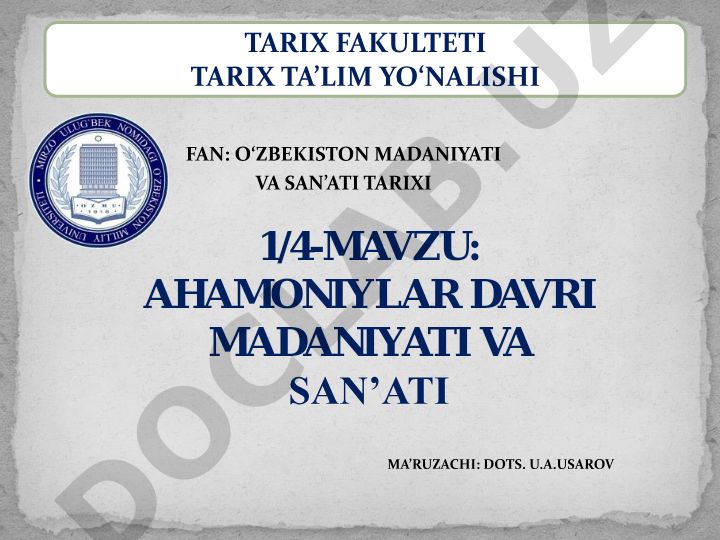 Ahamoniylar davri madaniyati va san'ati