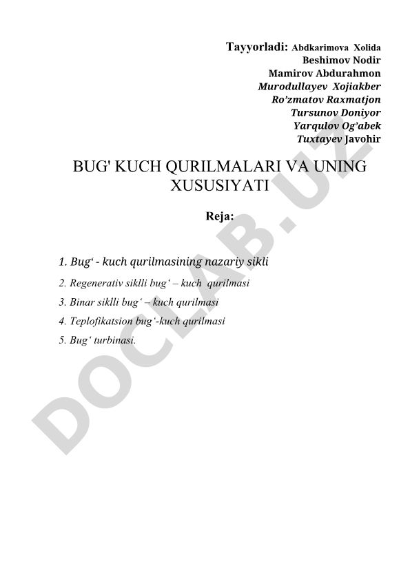 Bug' kuch qurilmalari va ularning xususiyatlari