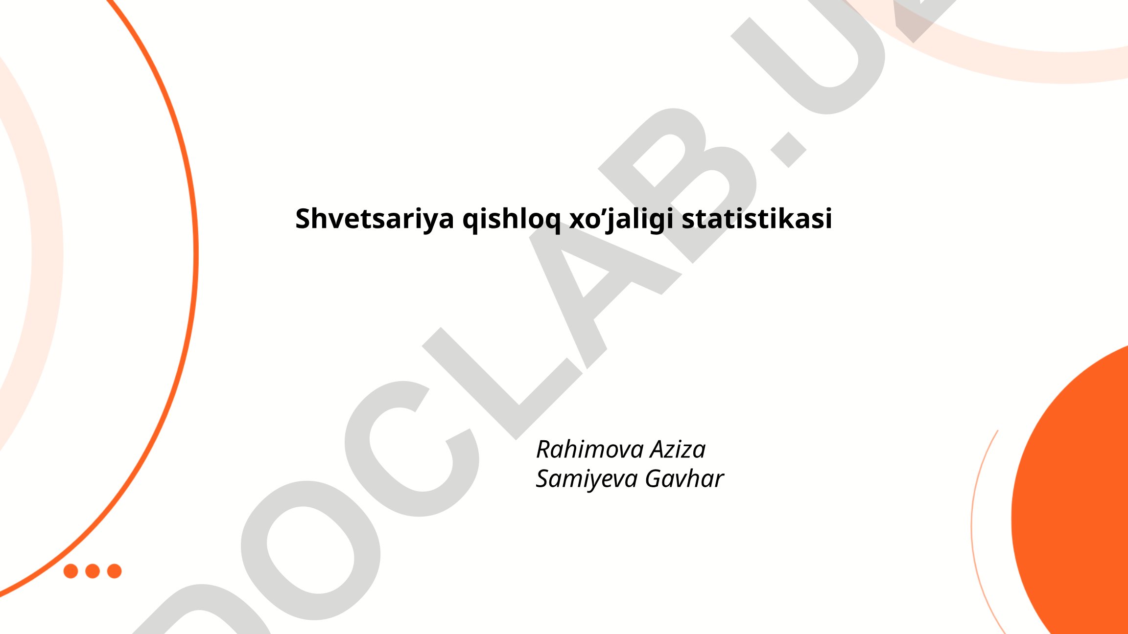Shvetsariya qishloq xo'jaligi statistikasi