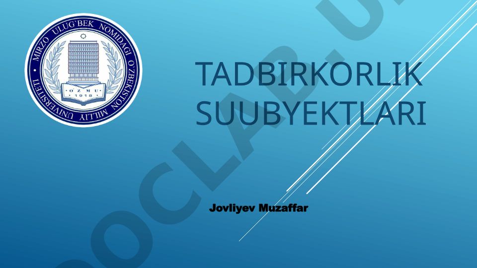 Tadbirkorlik subyektlari tushunchasi va belgilari