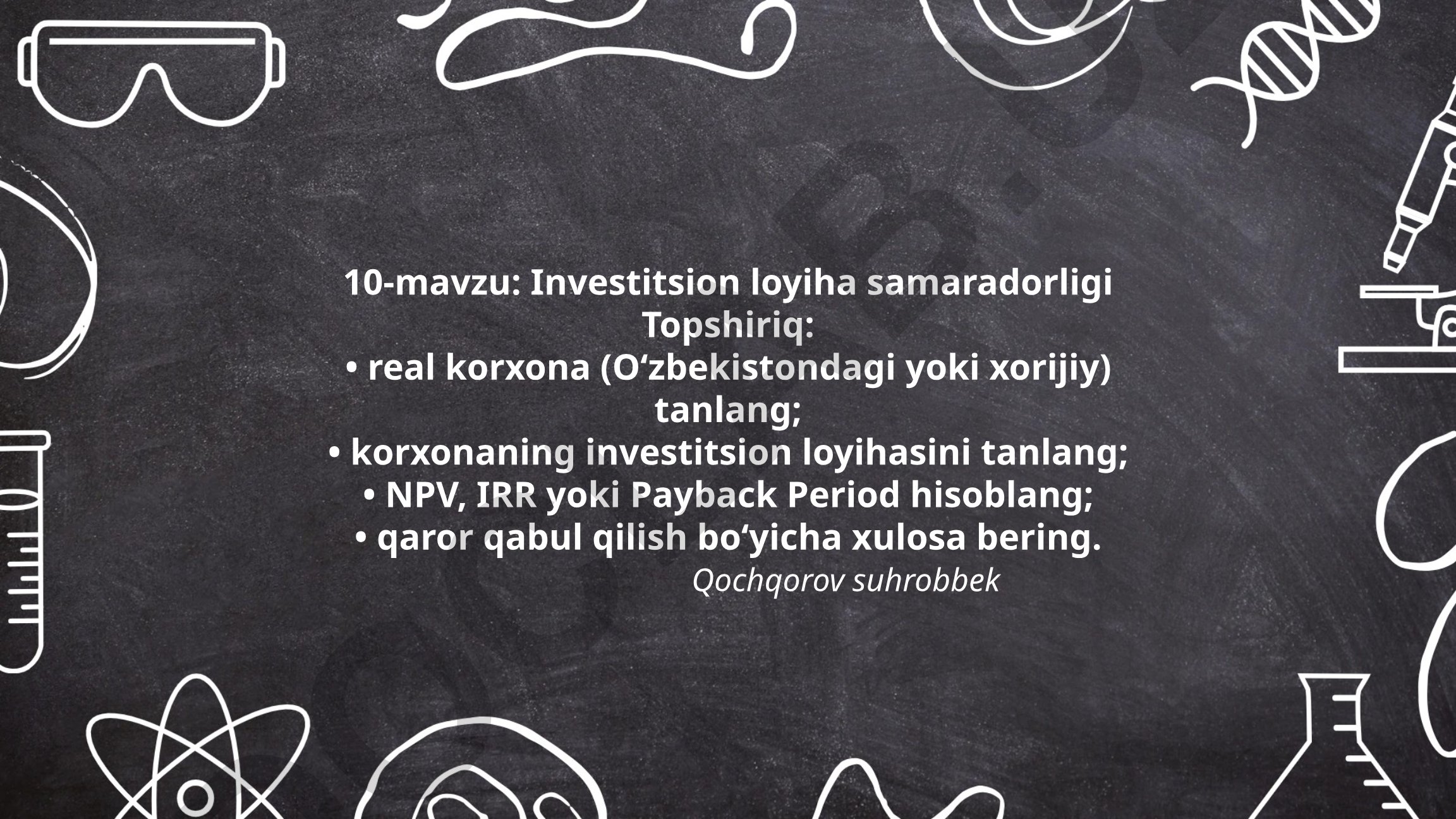 Investitsion loyiha samaradorligi
