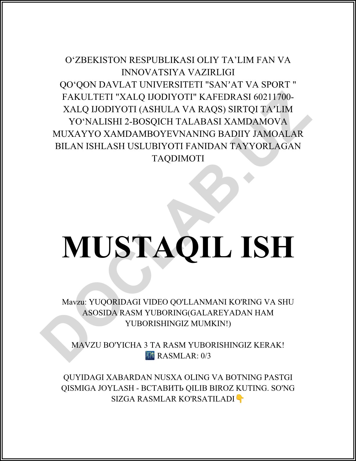 Badiiy jamoalar bilan ishlash uslubiyoti