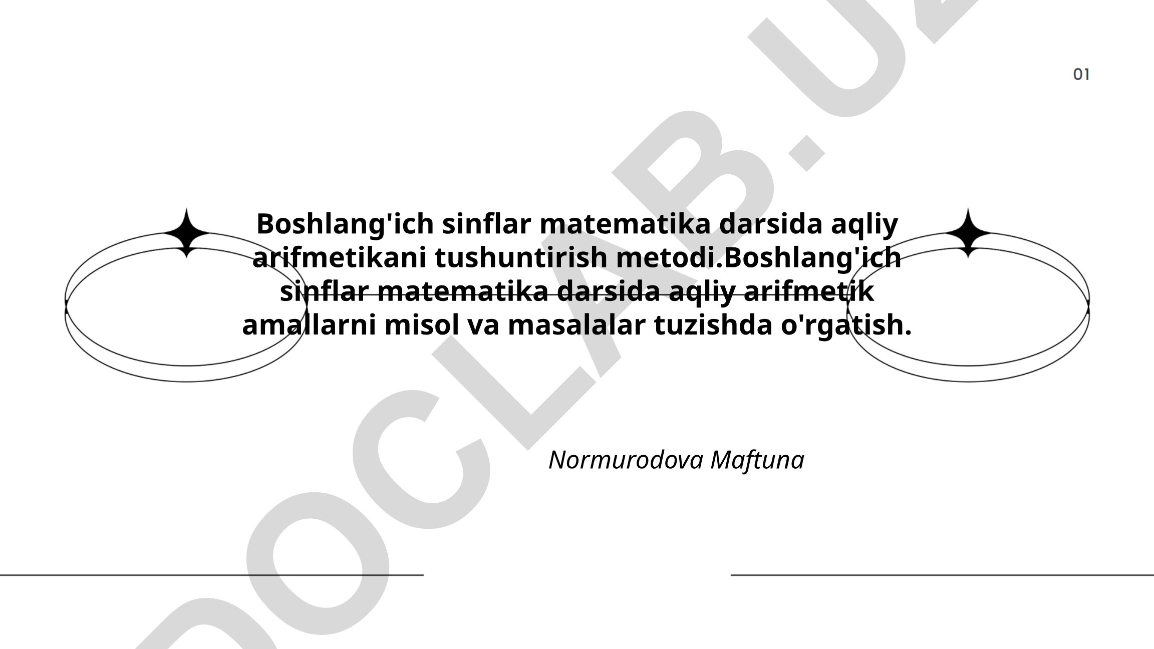 Boshlang'ich sinflarda aqliy arifmetikani tushuntirish metodikasi
