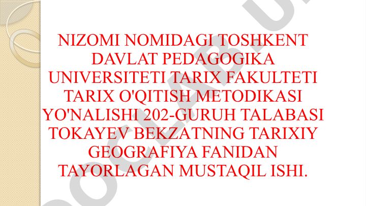 O’rta Osiyoning o’rta asrlardagi tarixiy geografiyasi