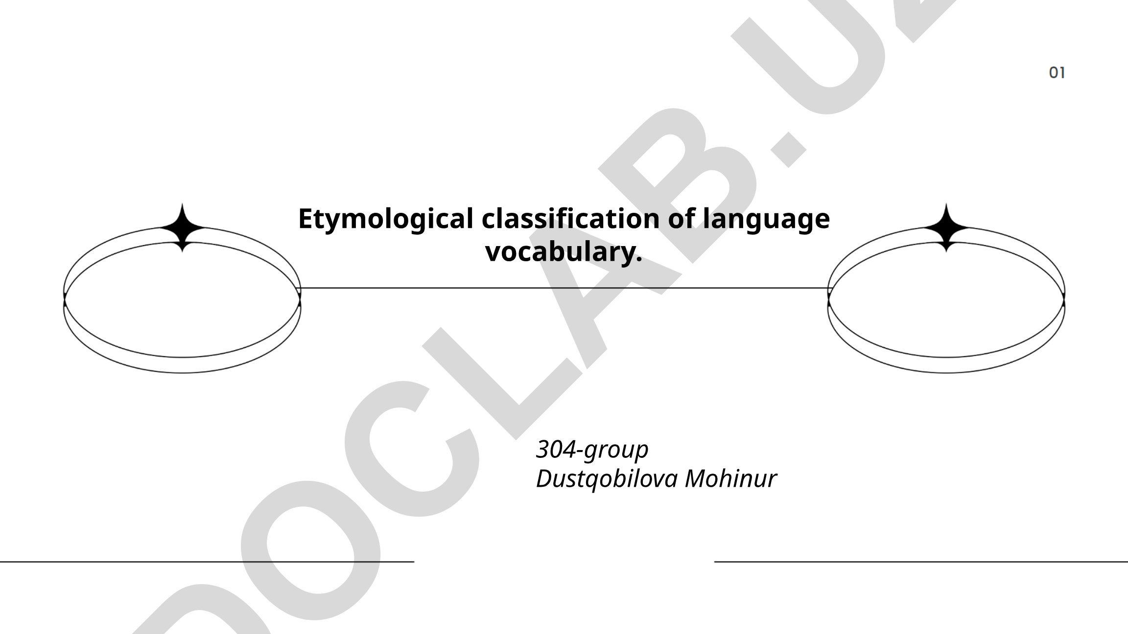 Etymological classification of language vocabulary